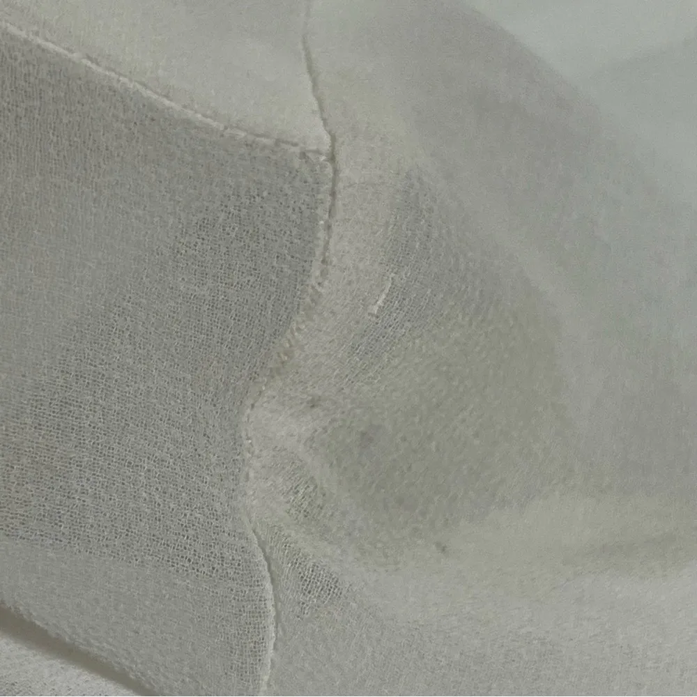 Victorian xs ruffled button down off white sheer ruffle blouse FLAWED - Image 13