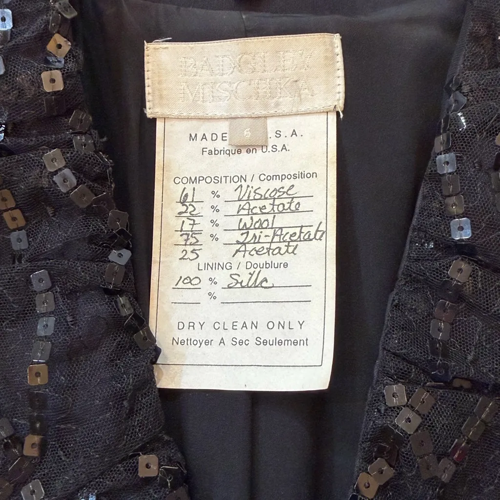 Badgley Mischka Tailored Blazer Coat with Removeable Sequin Ruffled Collar - Image 7