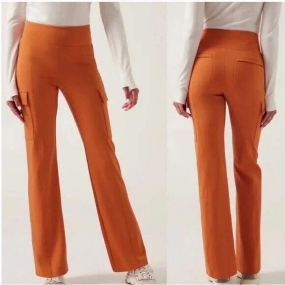 Athleta Delancey‎ Orange Straight Cargo Athletic Pants Size Large - Image 2