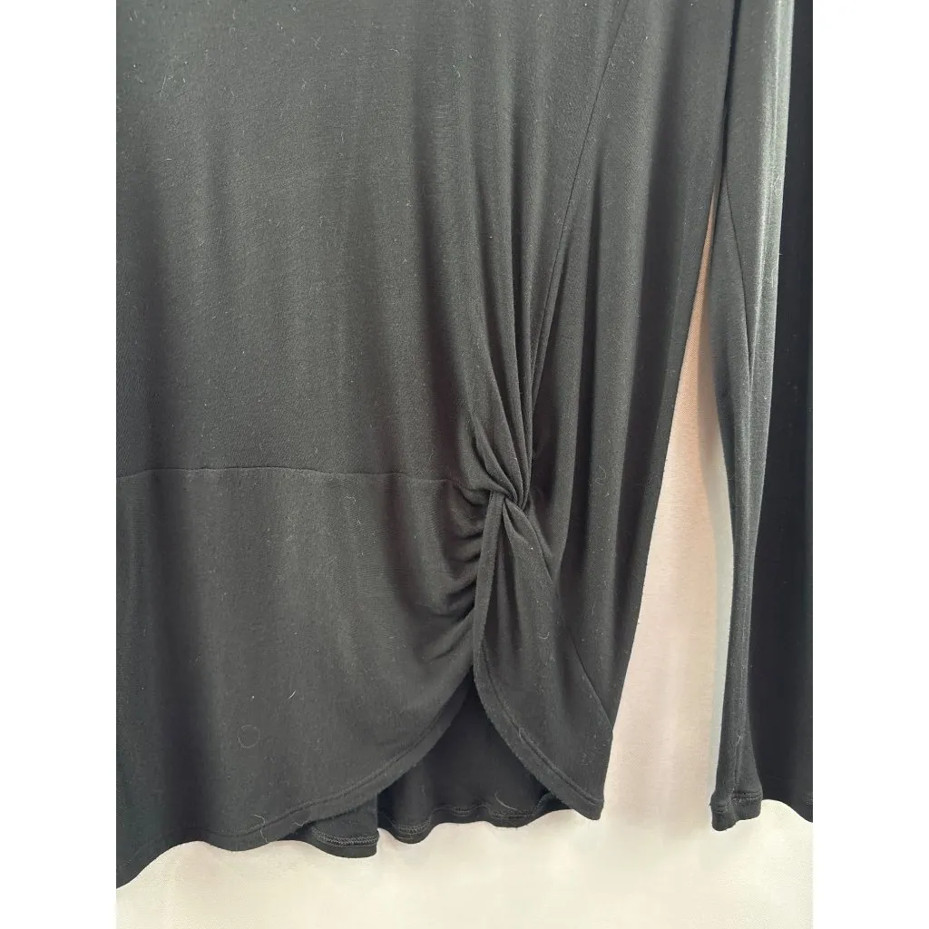 Cabi Black V-Neck Long Sleeve Top With Front Twist Detail Size S Rayon & Spandex - Image 3