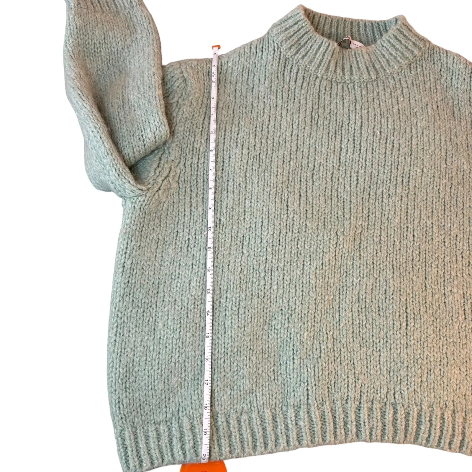 Zara WomanMint Green  Knit Sweater Acrylic Wool Blend Mock‎ Neck Pullover Size S - Image 4