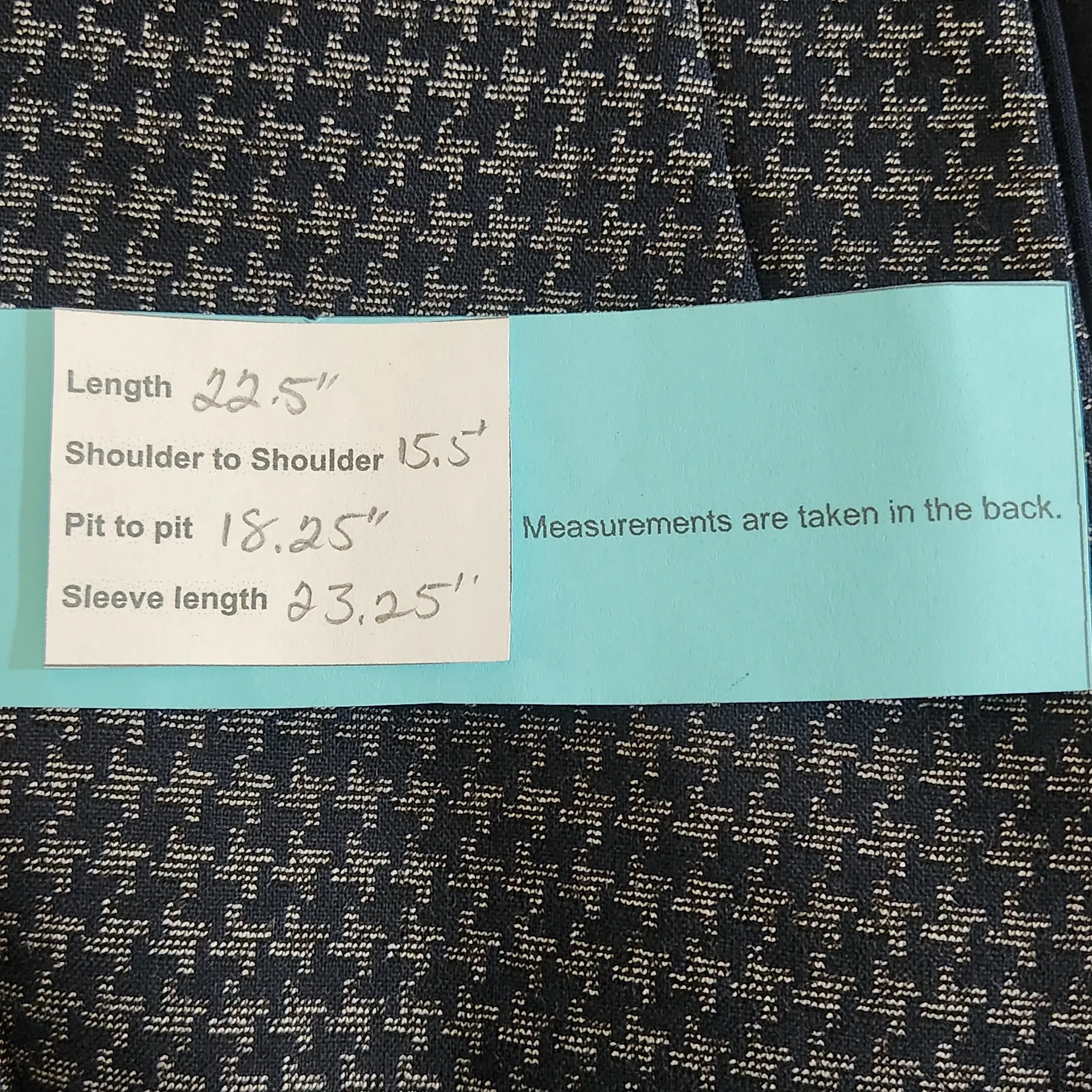 Talbots Navy Houndstooth Blazer Size 6 Navy Collarless Suit Jacket - Image 2