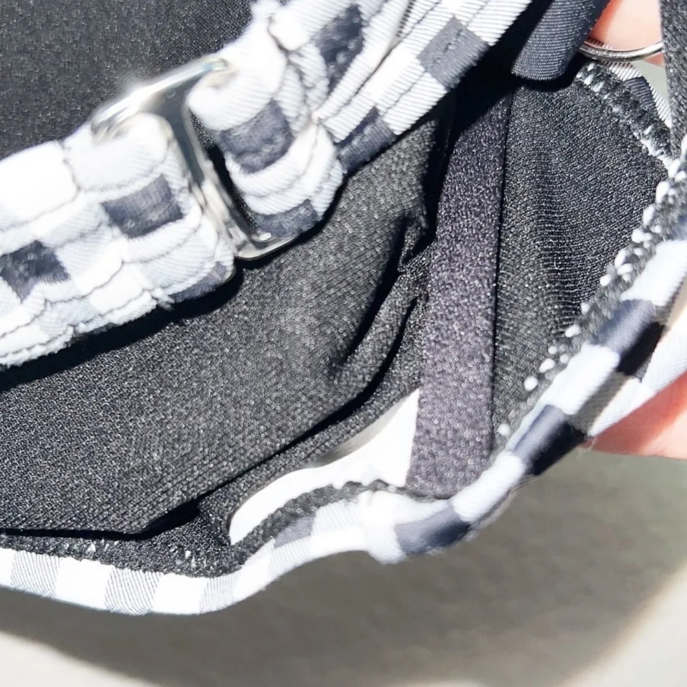 Tinibikini Swimwear Gingham Black White Choker Style V Neck Bikini Top - Image 8