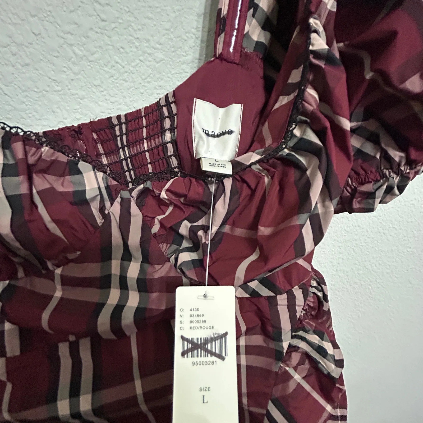 NEW Anthropologie Maeve Maeve Puff Mini Dress In Plaid Large Holiday Preppy Fun - Image 6