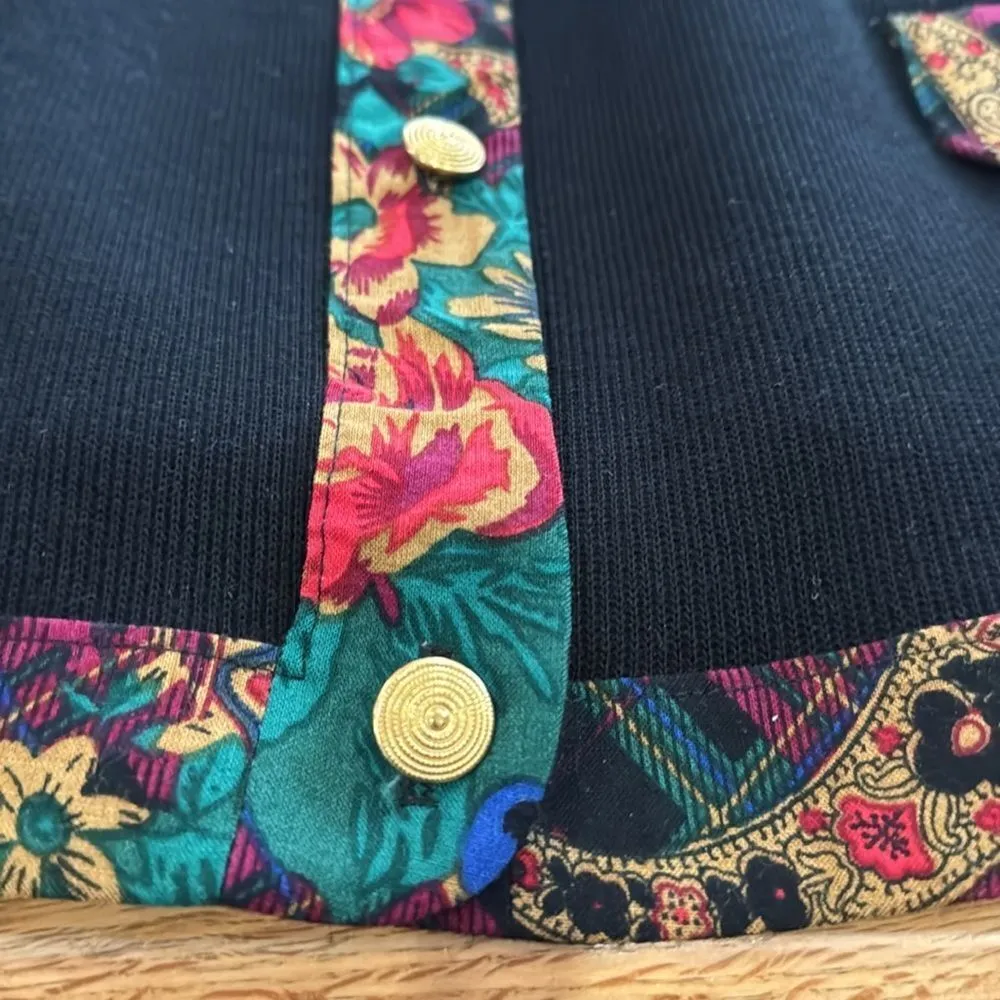 NWT Vintage Alfred Dunner Black Women's Cardigan with Multicolor Trim USA Sz 18 - Image 6