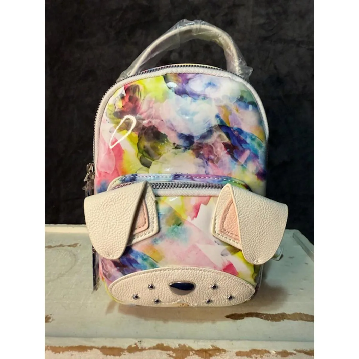Betsey Johnson Pastel Dog Mini Backpack Convertible Crossbody Bag NWT - Image 3