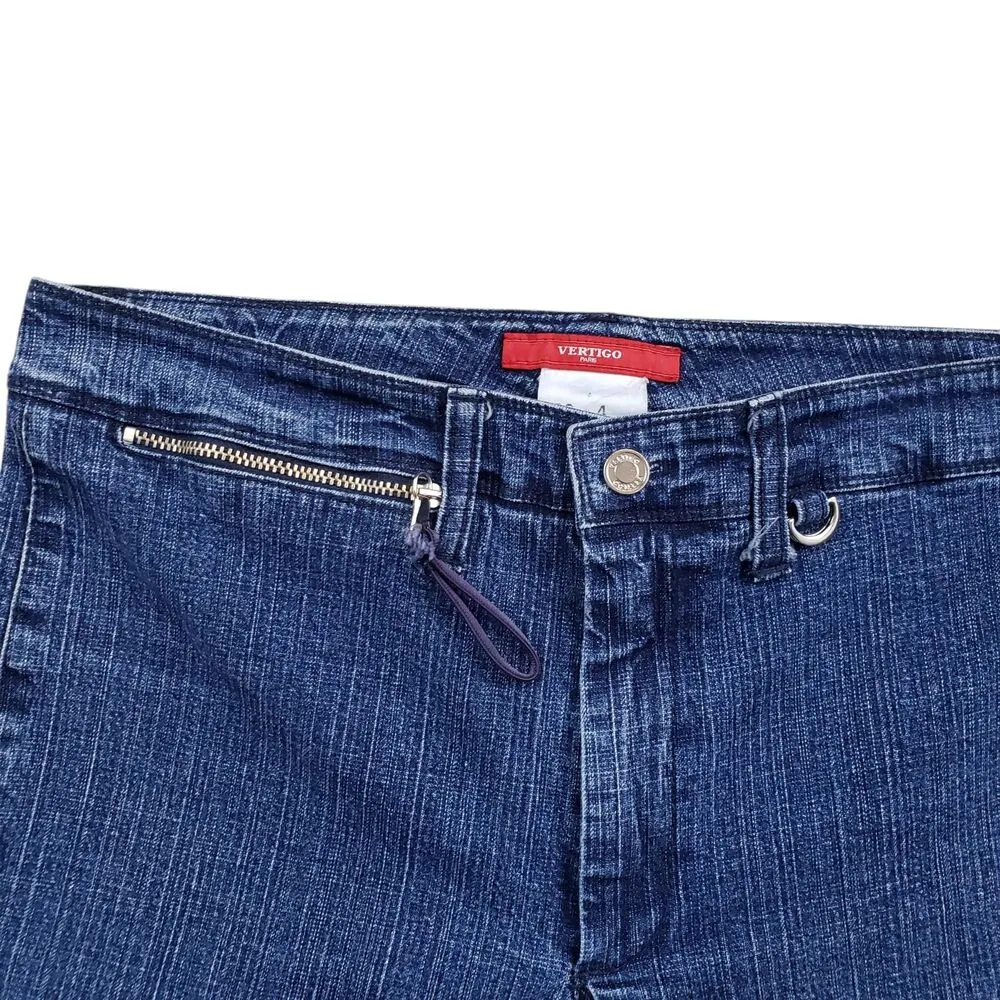Vtg Vertigo Paris Jeans Womens Size 4 Denim Flare Bootcut Made in France Y2K - Image 3
