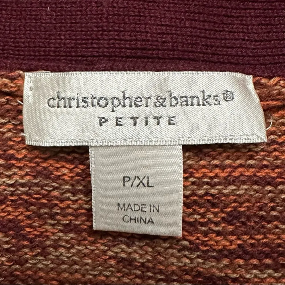 Christopher & Banks Marled Knit Belted Short Sleeves Cardigan, Size XLP - Image 10