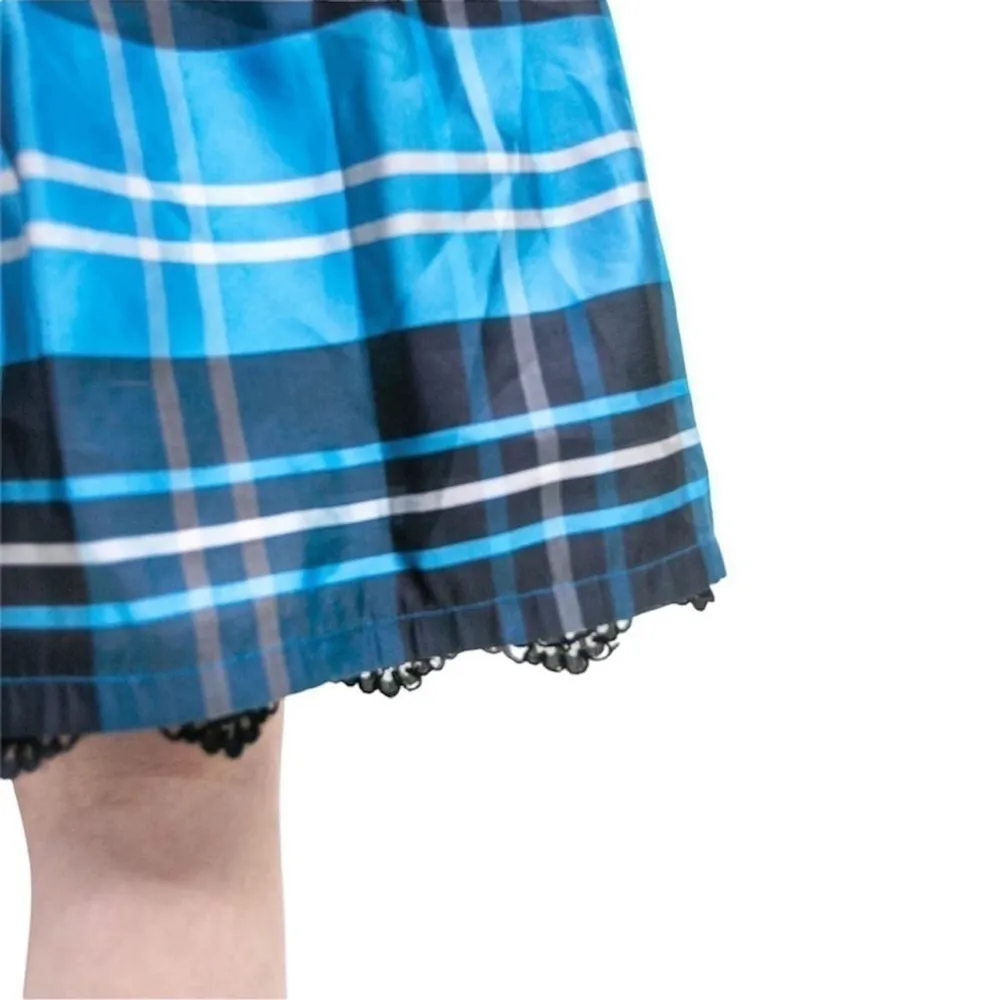 Bill Blass Vintage 90’s Black Blue Cocktail Silk Dress grunge full skirt Sz 12 - Image 6