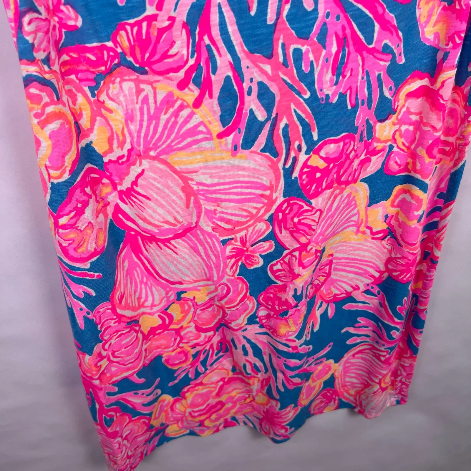 Lilly Pulitzer Sleeveless Dress, Coral Print, Cotton Modal, Summer Beach Resort - Image 8