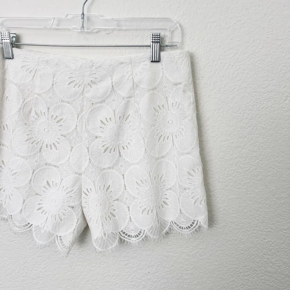 [Trina Turk] Cece White Lace Eyelet Scalloped Hem Mid Rise Shorts Bridal Size 4 - Image 6