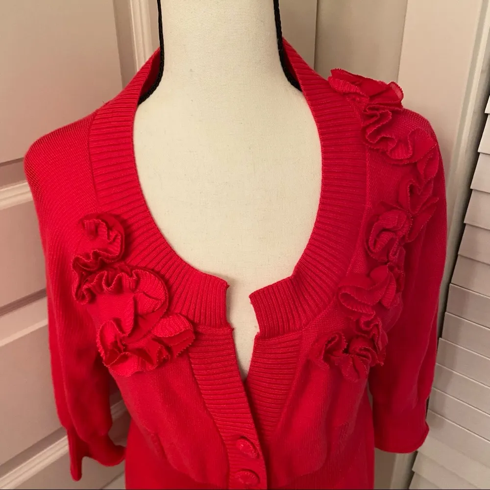 DKNY Jeans|| Pink cardigan cotton sweater with 3/4 sleeve - Image 2