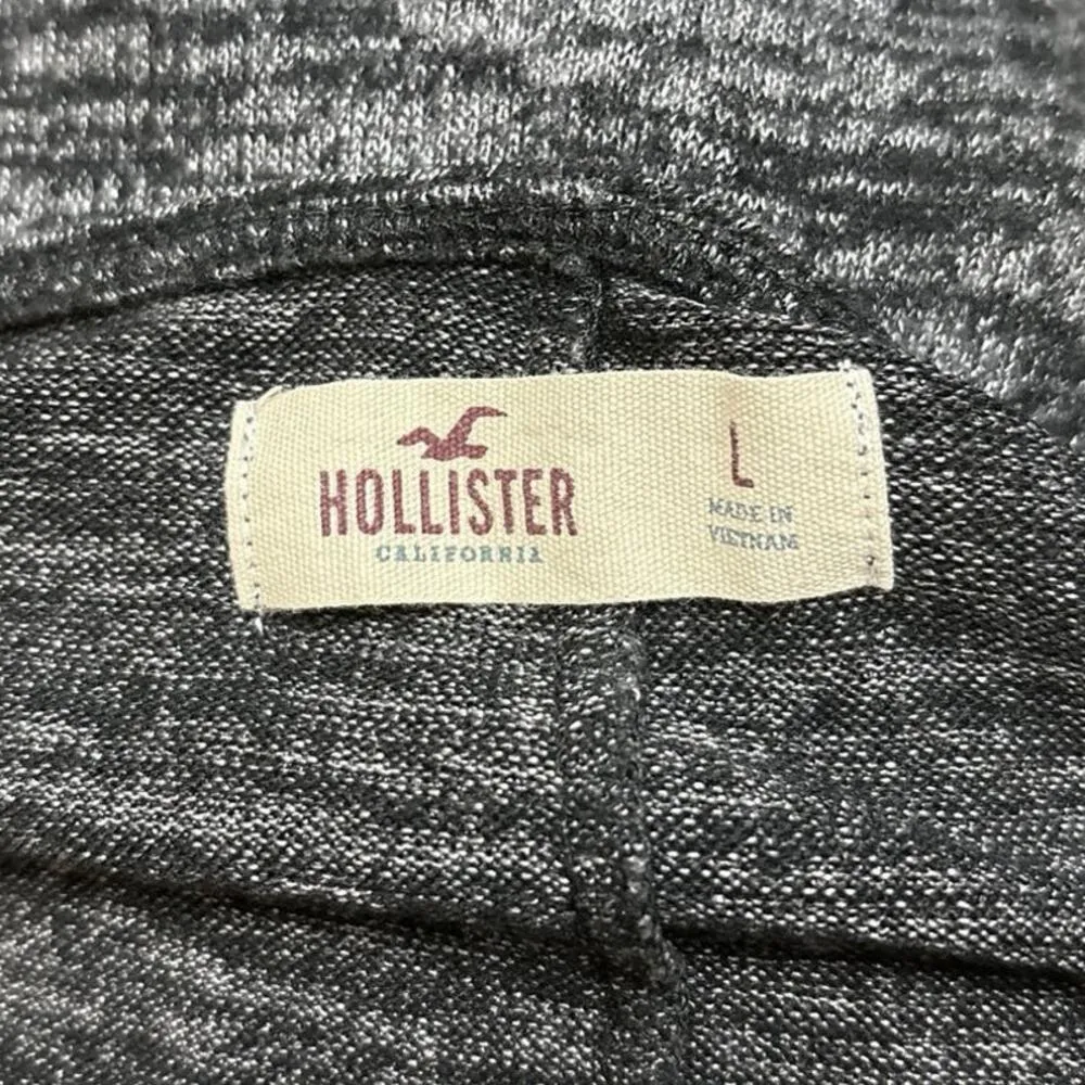 Hollister Dark Gray Jersey Long Sleeve Scoop Neck Fit & Flare Sweater Dress Sz L - Image 4