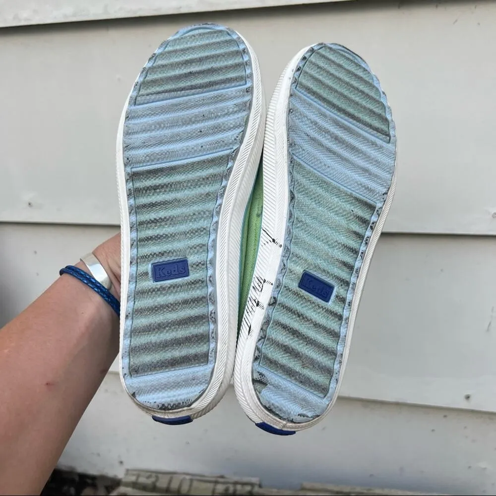 Keds bright green twill canvas fray toe slide on shoes - Image 6