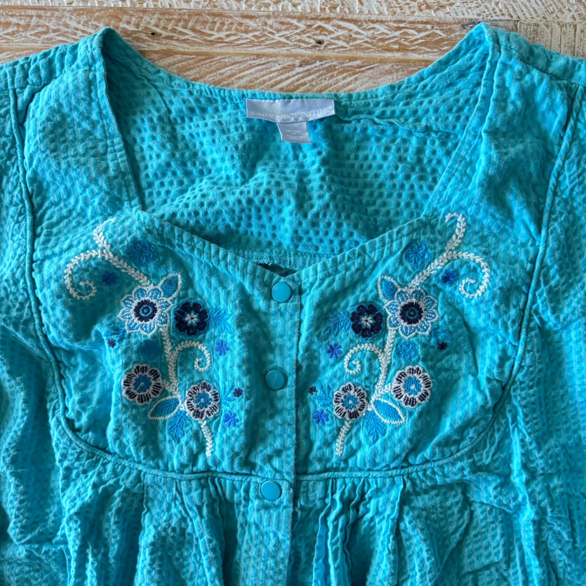 Only Necessities Embroidered Bib Seersucker Lounger Blue/White 4X, 34/36 Blue - Image 6