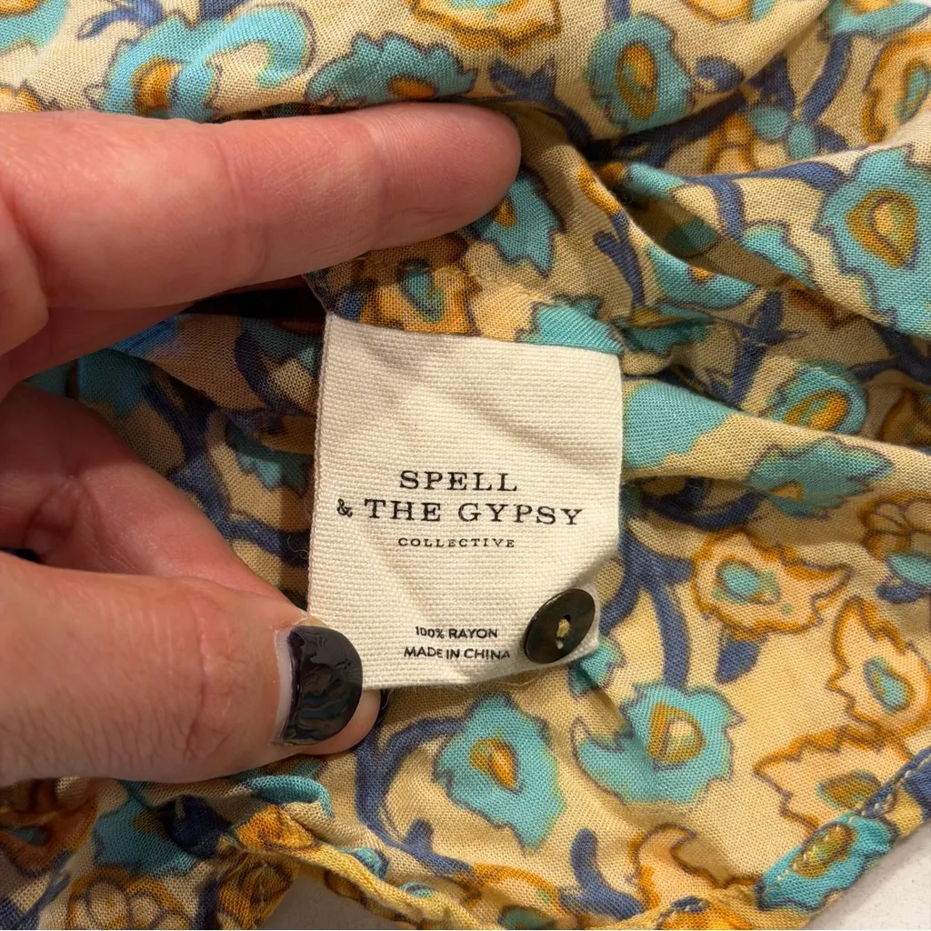 Spell & the Gypsy Delirium Boho Blouse Size Small Gold - Image 8