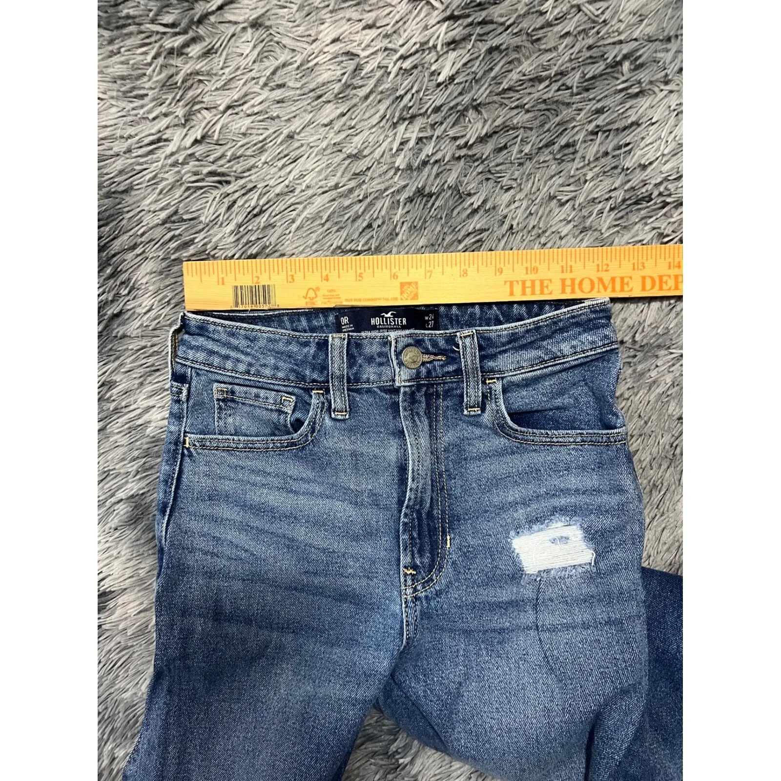 HOLLISTER‎ CLASSIC STRAIGHT MEDIUM BLUE DISTRESSED JEANS 24x27 - Image 6