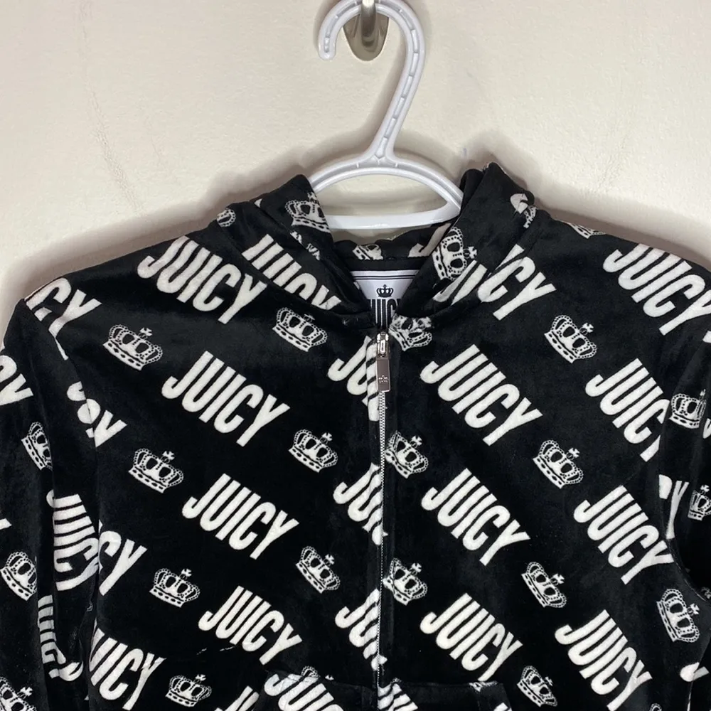 Juicy couture terry cloth crown spell out zip up hoodie size S - Image 3