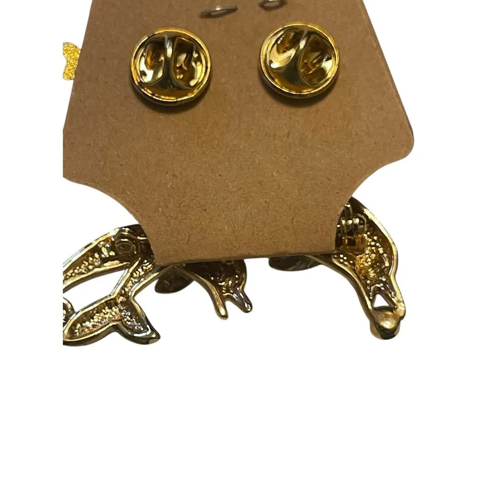 Cute set of dolphin pins and brooch Gold - Image 4