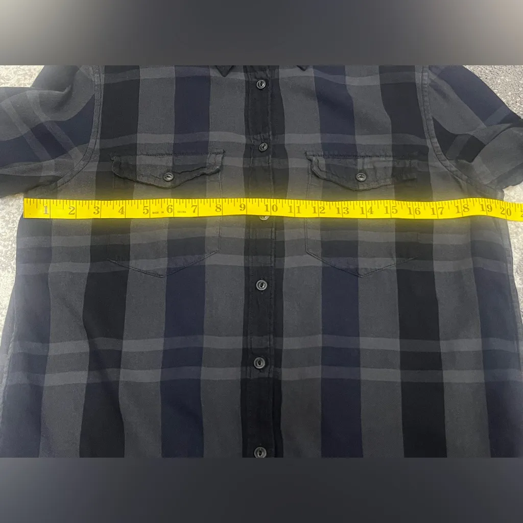 Women's Denim & Supply Ralph Lauren Plaid Button Front Shirt Blue Gray Black M - Image 8