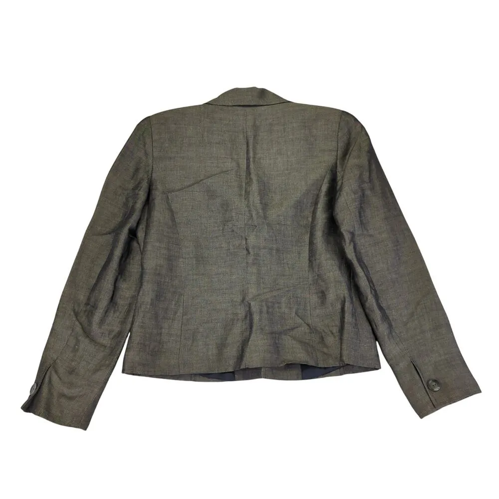 Vintage Gianni Linen Blend Blazer Jacket Made in USA Brown Two Button Women's 10 - Image 2