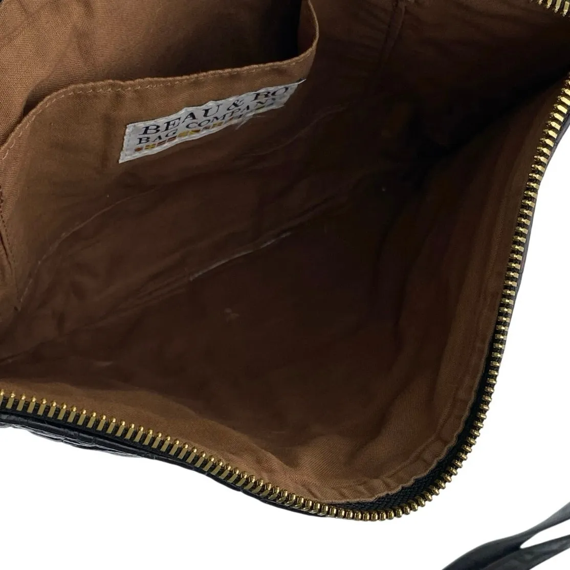 Beau & Ro Womens Black Croc Faux Leather Vegan Crossbody Clutch Purse Handbag OS - Image 5