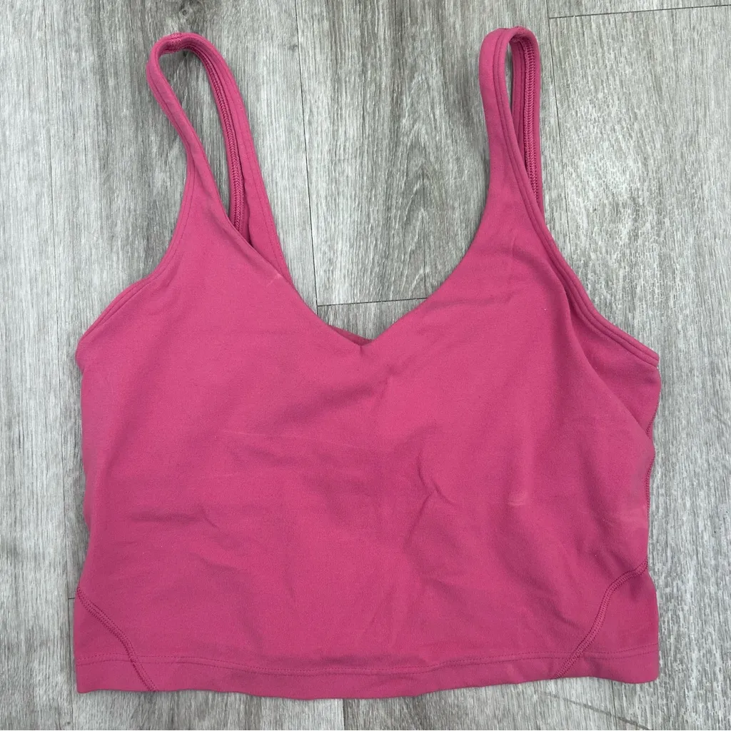 Lululemon Hot Raspberry Pink Align Tank Cropped Athletic Top Size 6 - Image 2