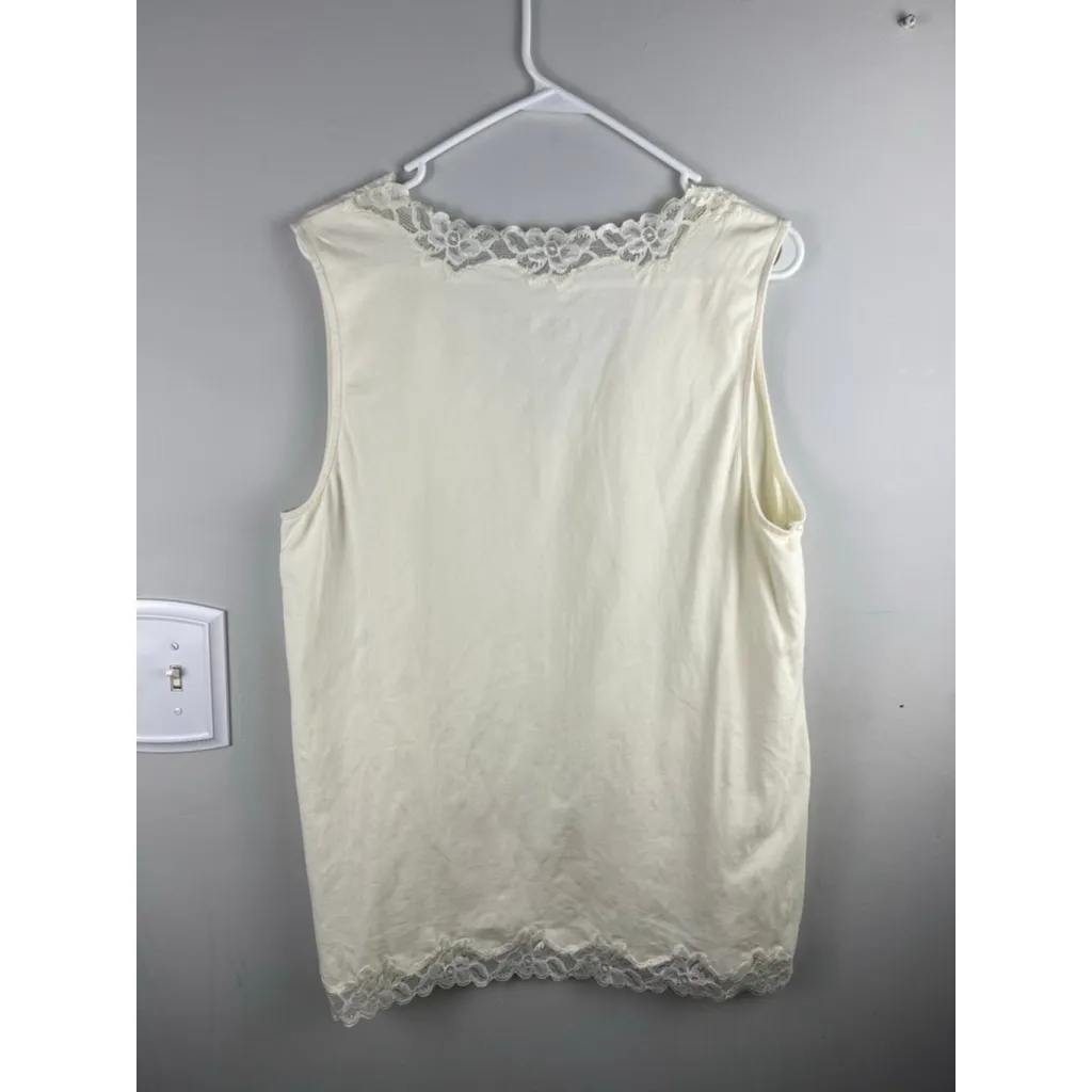 Women's Coldwater Creek Tank Top XL Cream Lace Trim - Image 4
