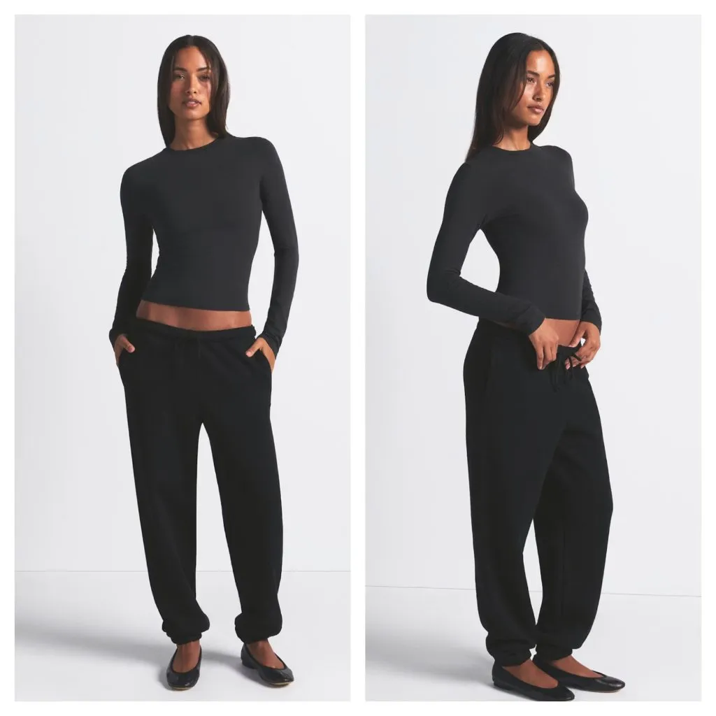 SKIMS Cotton Fleece Classic Jogger Onyx Black Women's S Drawstring Lounge Pants - Image 2
