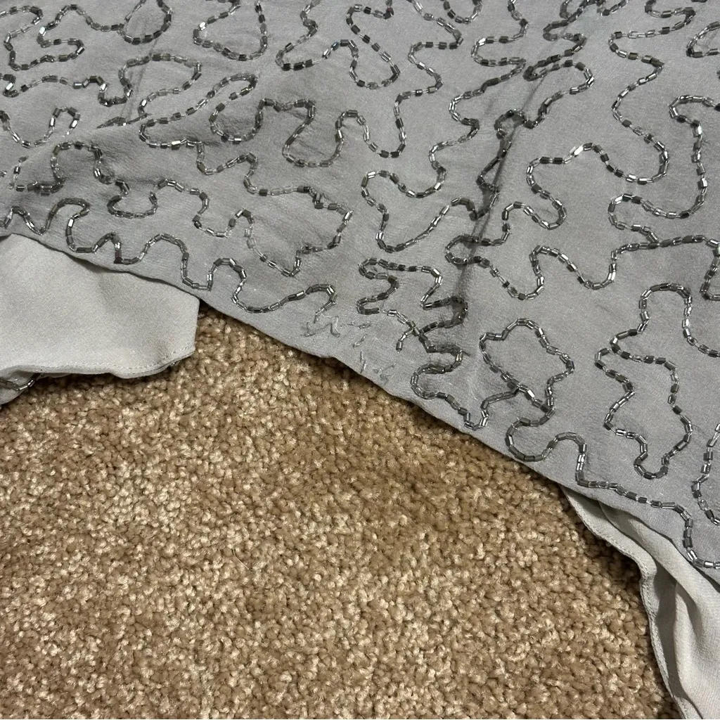 Alice + Olivia Silver Sequin Beaded Best Handkerchief Hem Boho Glam Festival M - Image 8