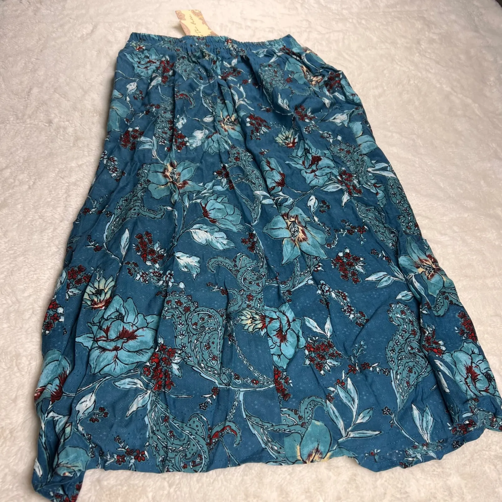 Band of Gypsies Womens Teal Floral Maxi Skirt Boho Festival Flowy Size Small NWT - Image 4