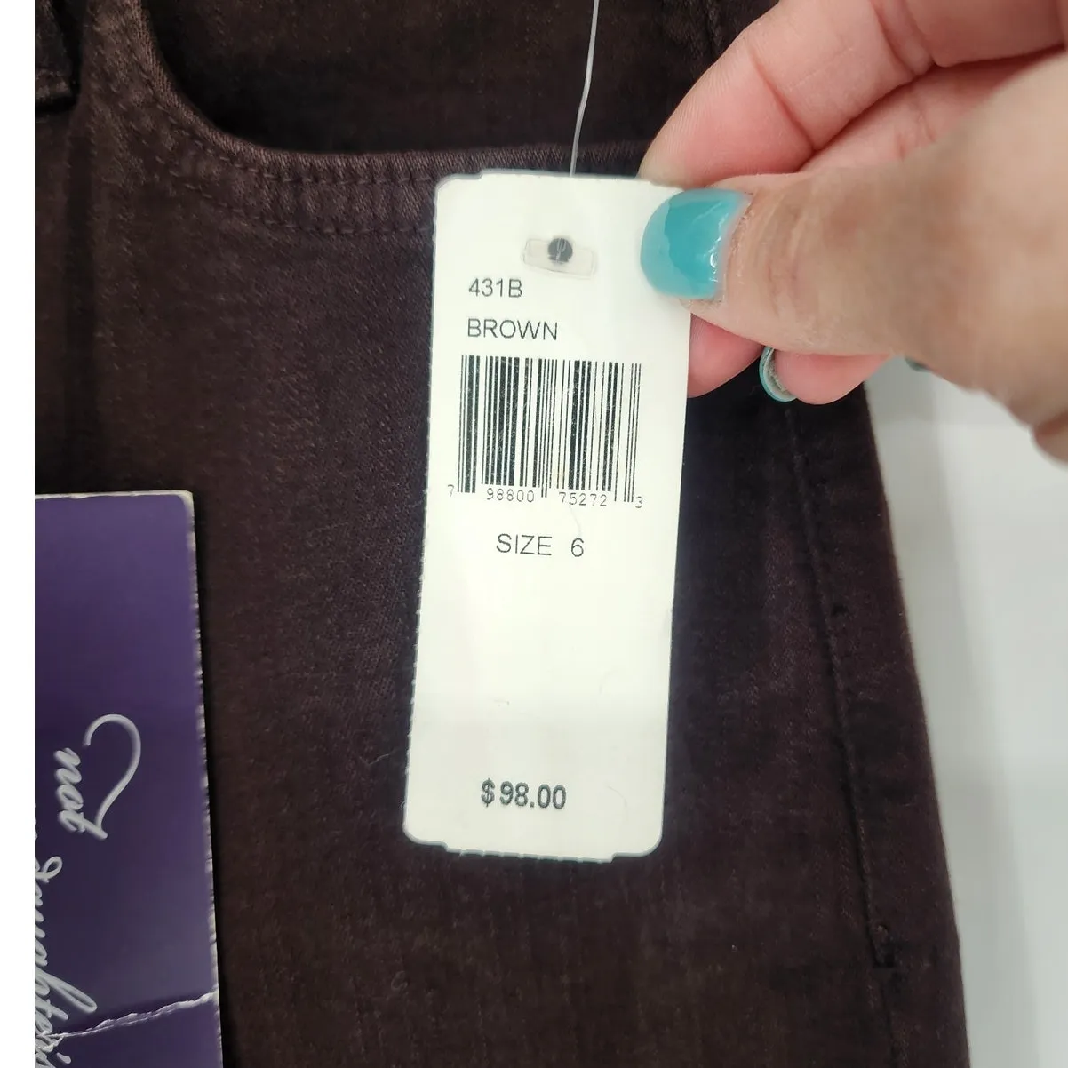 NYDJ Brown Straight Leg Lift Tuck High Rise Jeans Women’s Size 6 NWT - Image 7