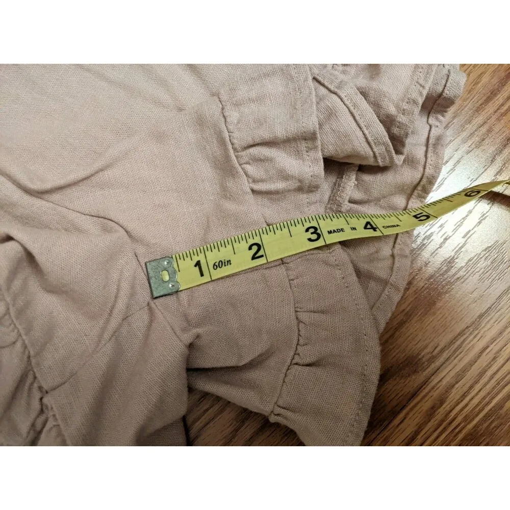 Vanilla Star Smocked Ruffle Linen Blend Pink Shorts Junior Sz M Cottage Peasant - Image 5