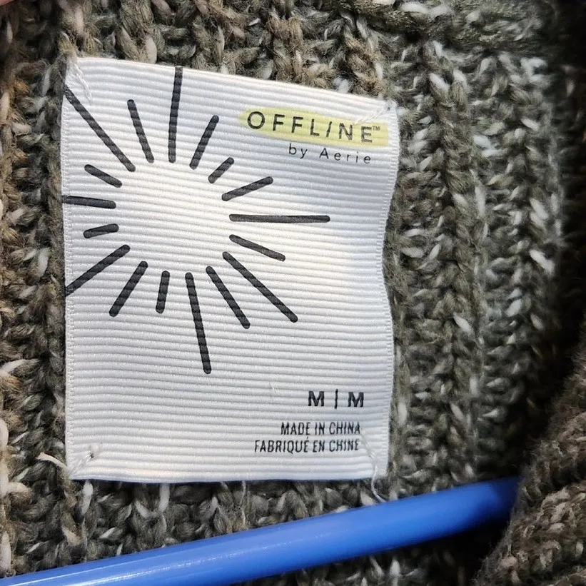 OFFLINE By Aerie Green Heavy Knit Pullover Chillside Quarter Zip Sweater Medium - Image 6