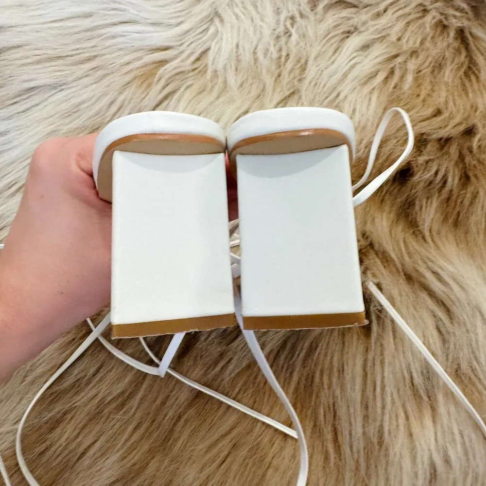 Princess Polly Lena Strappy Block Heel Sandals in White Size 8 - Image 5