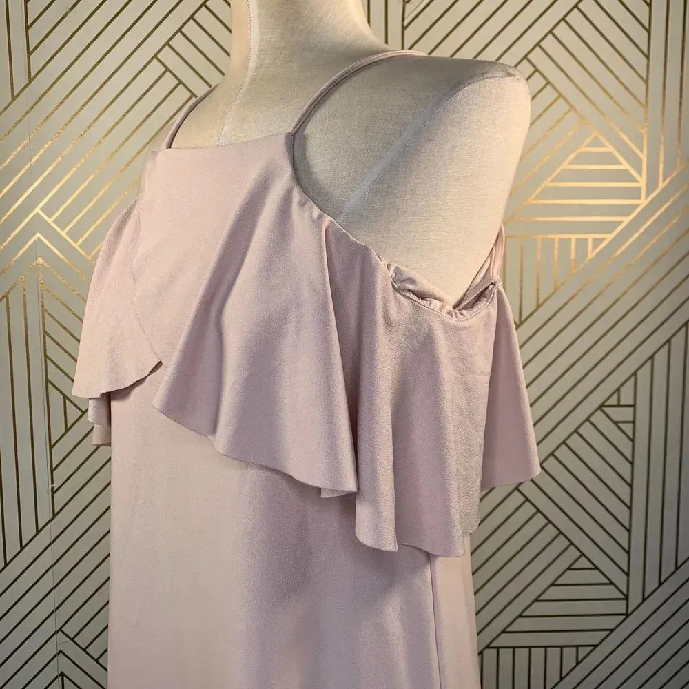 Zara Dress Off the Shoulder Sleeveless Pullover with Frill Light Pink Size Small - Image 6