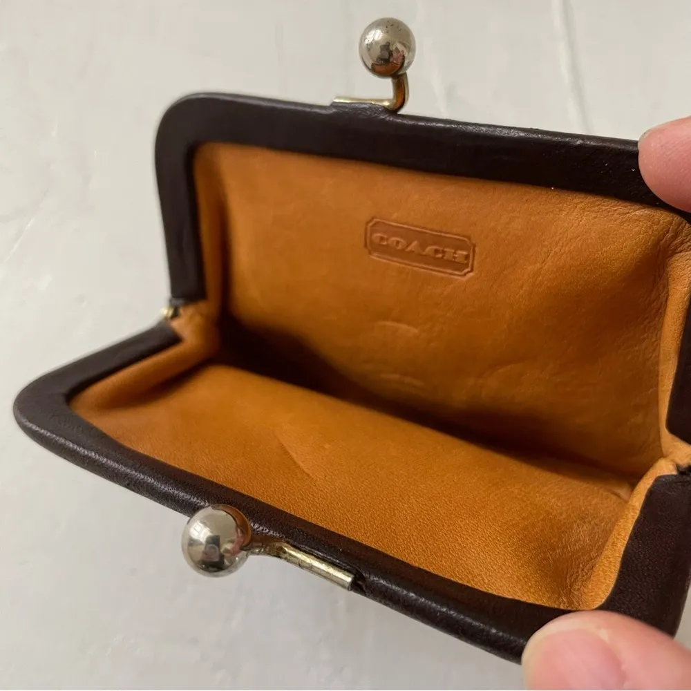 Vintage Coach Mahogany Leather Kisslock Coin Wallet Pouch - Image 3
