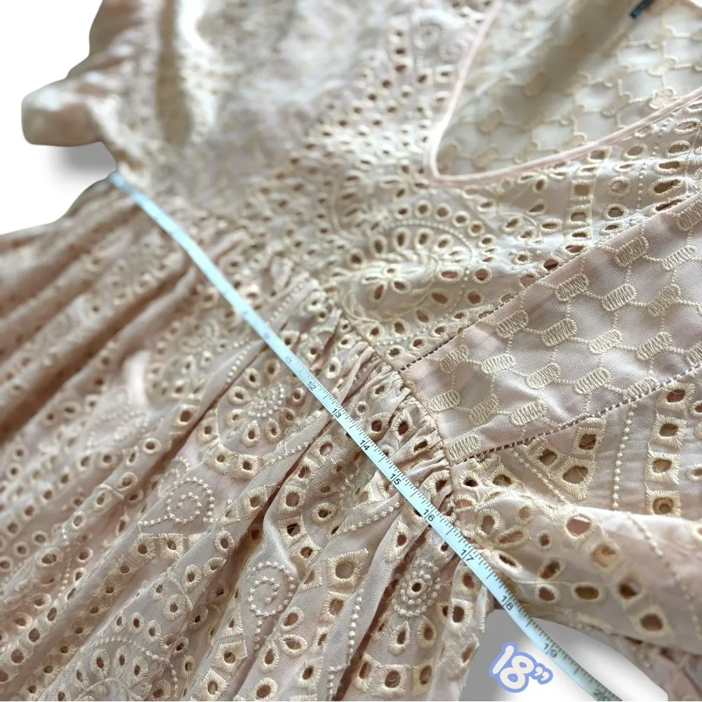 Anthropologie Akemi + Kin Pink Blush Eyelet Boho Babydoll Swing Dress 8 - Image 5