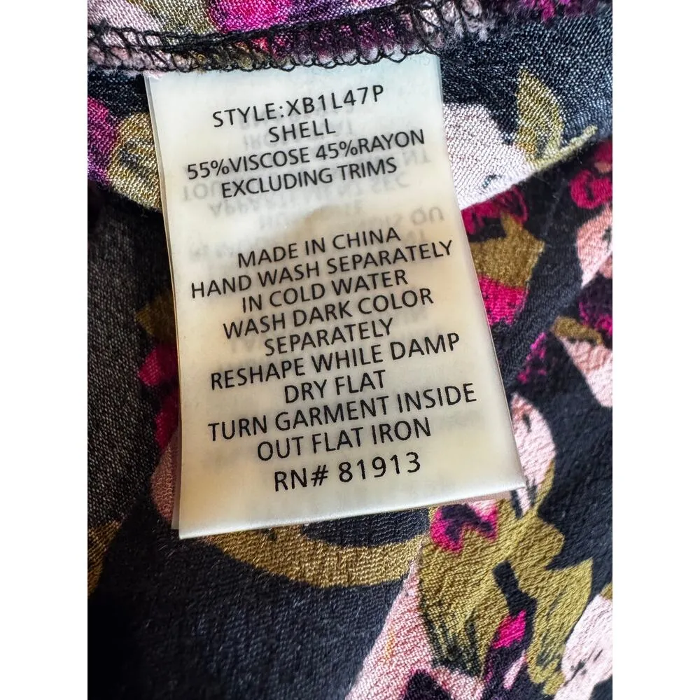 PLENTY BY TRACY REESE Gaia Ruffle Dress in Dark Floral Medium Petite Black - Image 7