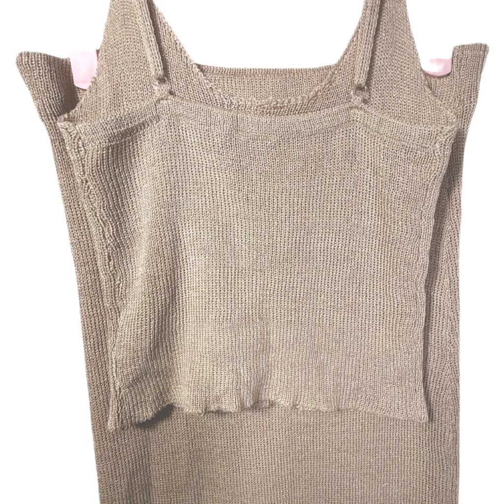 NWOT Two Piece Spaghetti Strap Cami Top & Bodycon Maxi Skirt Set Medium Tan - Image 6