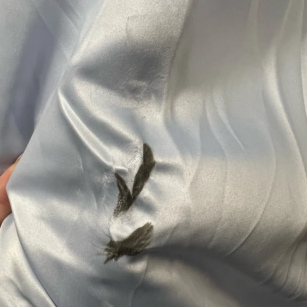 FLAWED NWT Mac Duggal Powder Blue One Shoulder A-Line Feather Gown Size 8 $598 - Image 10