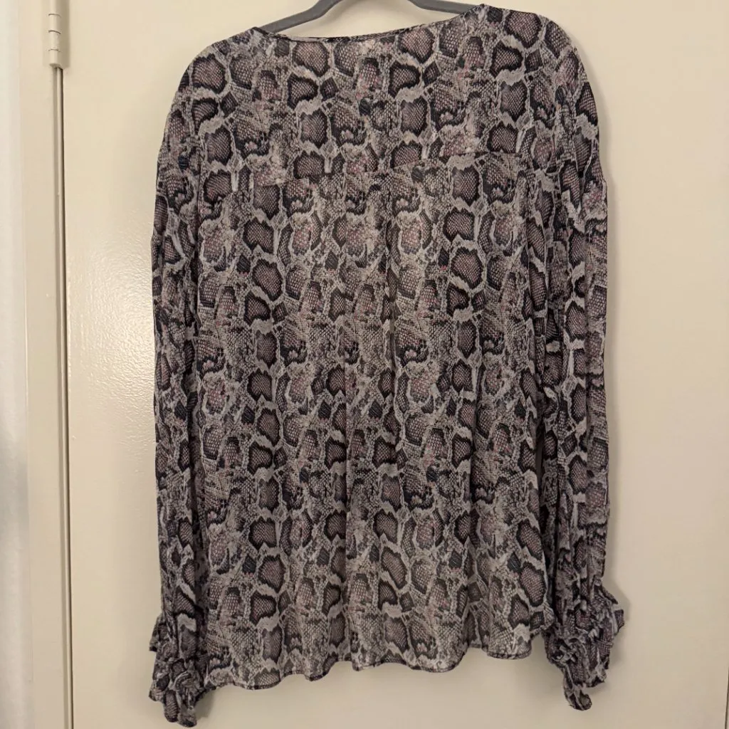 All Saints Penny Misra Top in Snakeskin Print Size Large - Image 7