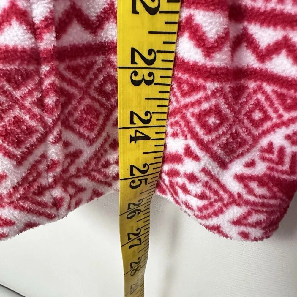 Lands End Jacket Fleece 1/4 Zip Pullover Red Snowflake Holiday Festive … Size 10 - Image 7