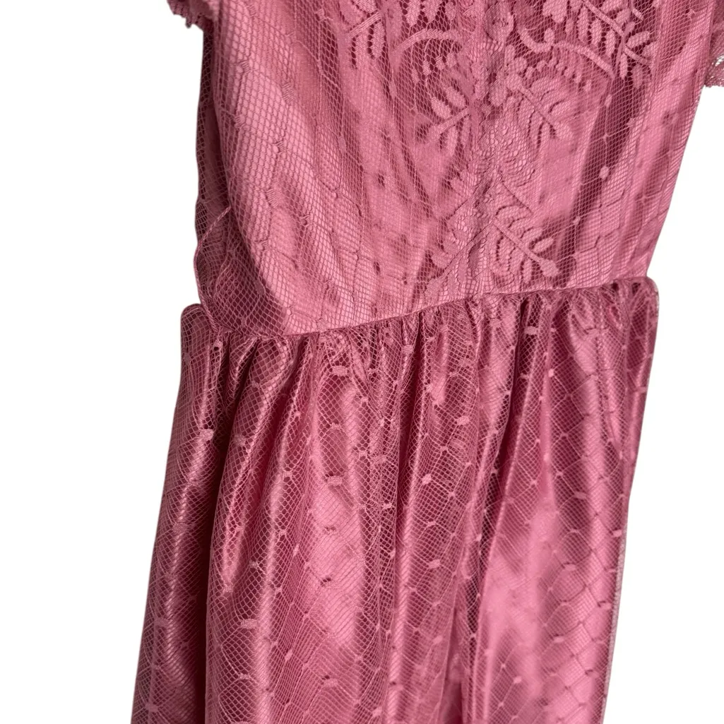 Vintage Tea Dress Pink Couture Lace Formal Dance Tea Length - Image 3