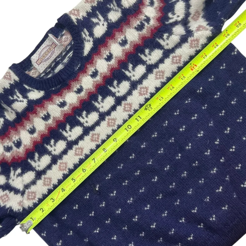 Vintage Susan Bristol Angora Rabbit Shetland Wool Fair Isle Knit Sweater - Image 9