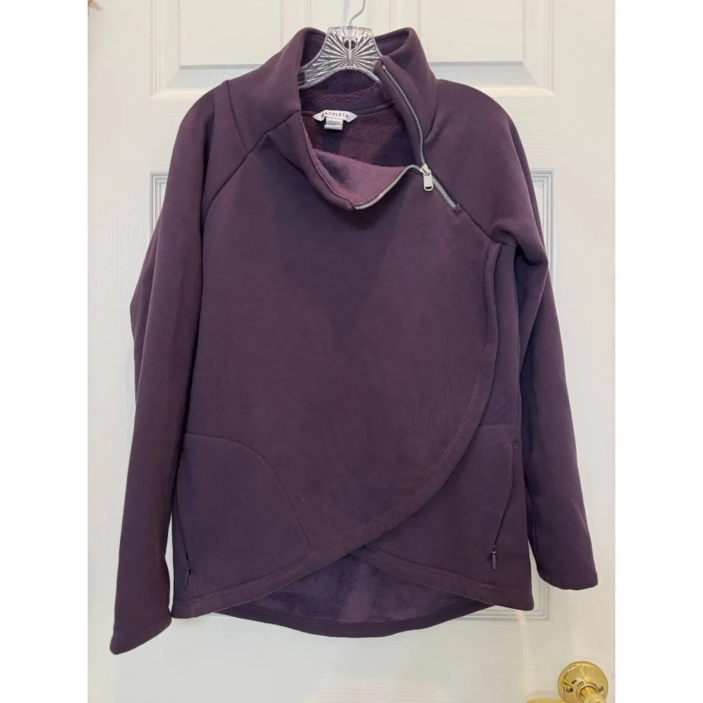 Athleta Cozy Karma Asym Pullover in Purple Size Small - Image 4
