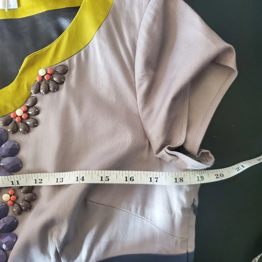 Boden grey Colorblock Beaded Sheath Dress sz 10L - Image 11