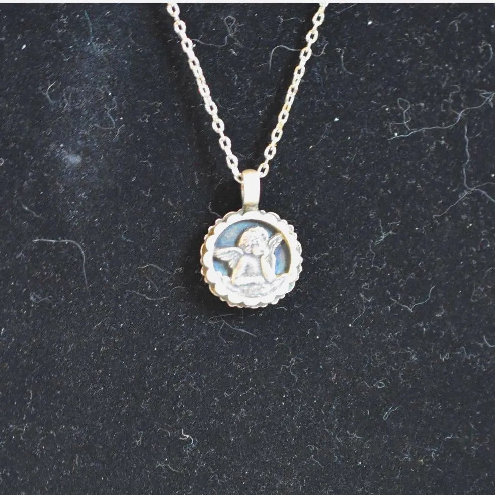 Mariana Guardian Angel Swarovski Crystal 16 Inch Silver Tone Necklace - Image 2