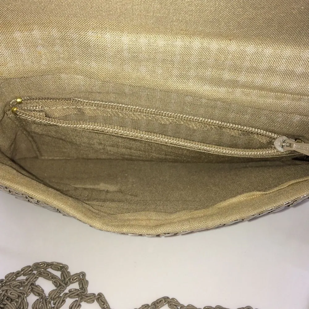 Evening Wear Tan Metal Chainmail Convertible Clutch/Shoulder Bag NWT - Image 11