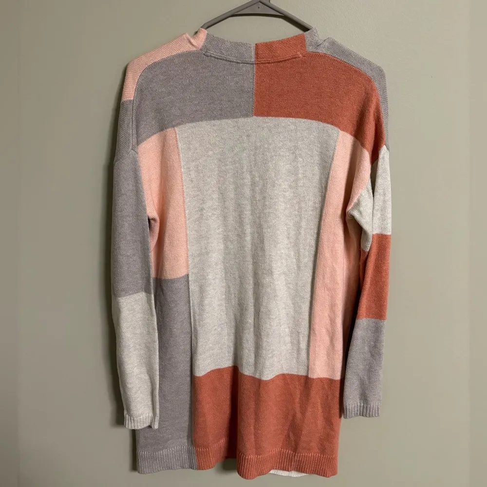 J.Jill Pure Women's V-Neck Cardigan Size XS Multi-Color Block Pockets Relaxed - Image 2